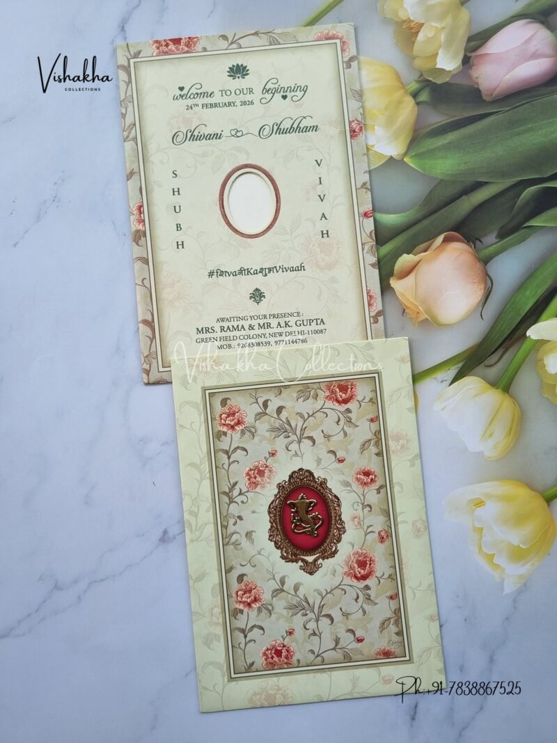 Flower Hindu Muslim Christian Sikh invitation Cards ATS-9258