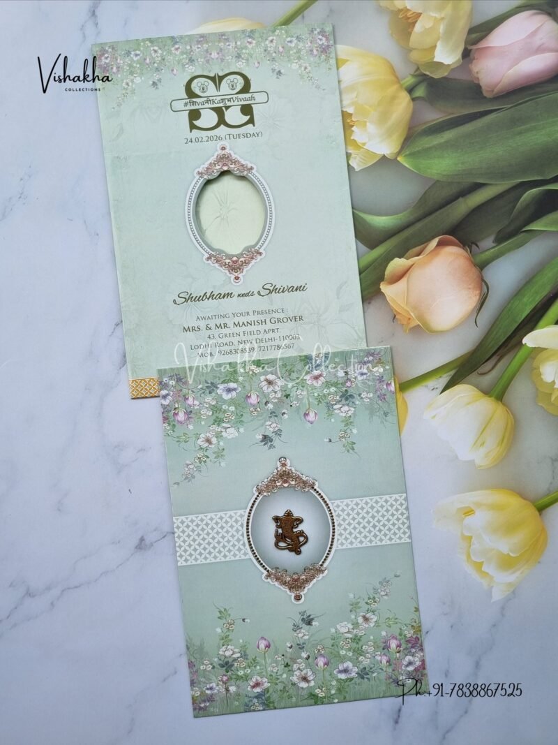 Flower Hindu Muslim Christian Sikh invitation Cards ATS-9276