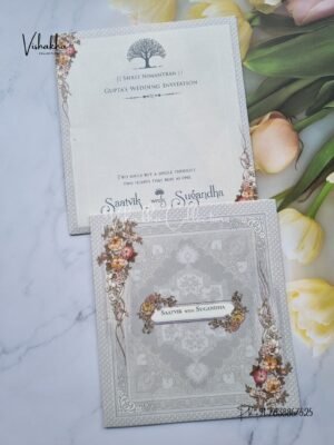 Flower Hindu Muslim Christian Sikh invitation Cards CR-5020