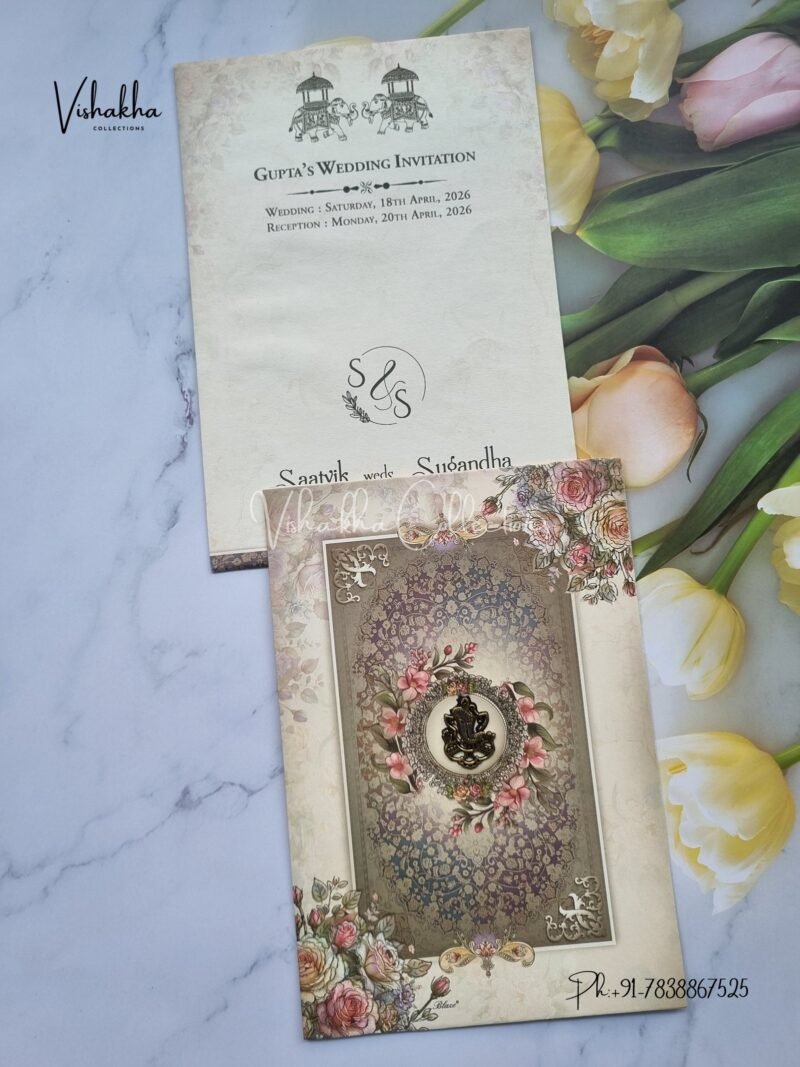 Flower Hindu Muslim Christian Sikh invitation Cards CR-7005