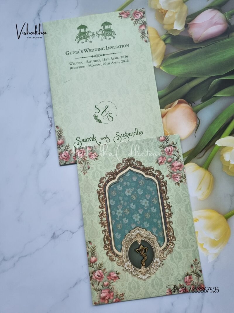 Flower Hindu Muslim Christian Sikh invitation Cards CR-7012