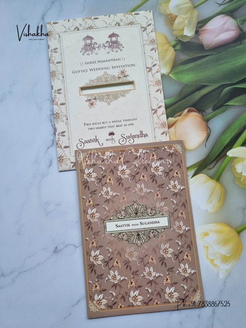 Flower Hindu Muslim Christian Sikh invitation Cards CR-7023