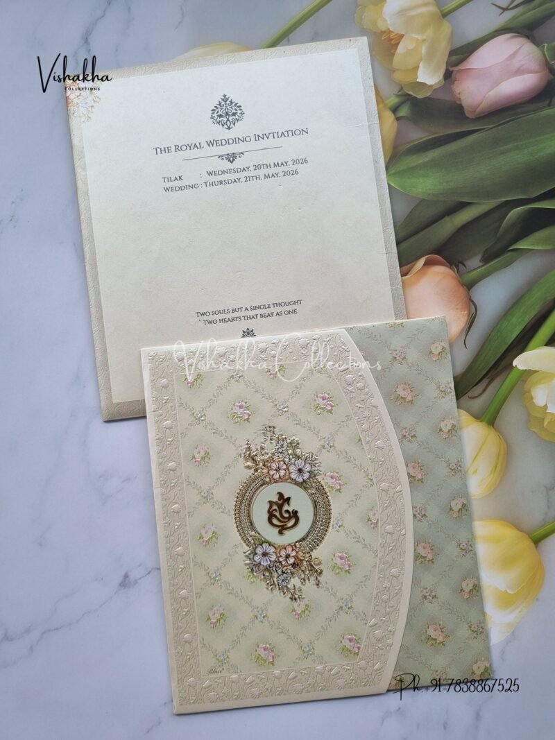 Flower Hindu Muslim Christian Sikh invitation Cards CR-8001