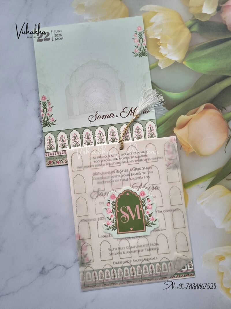 Flower Hindu Muslim Christian Sikh invitation Cards JM-N4005