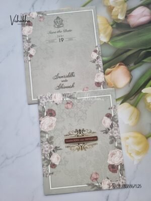 Flower Hindu Muslim Christian Sikh invitation Cards VN-698