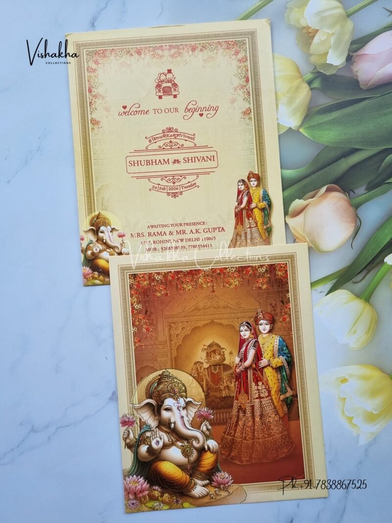 Ganesh Ji Dulah Dulhan Hindu Sikh invitation Cards ATS-9210