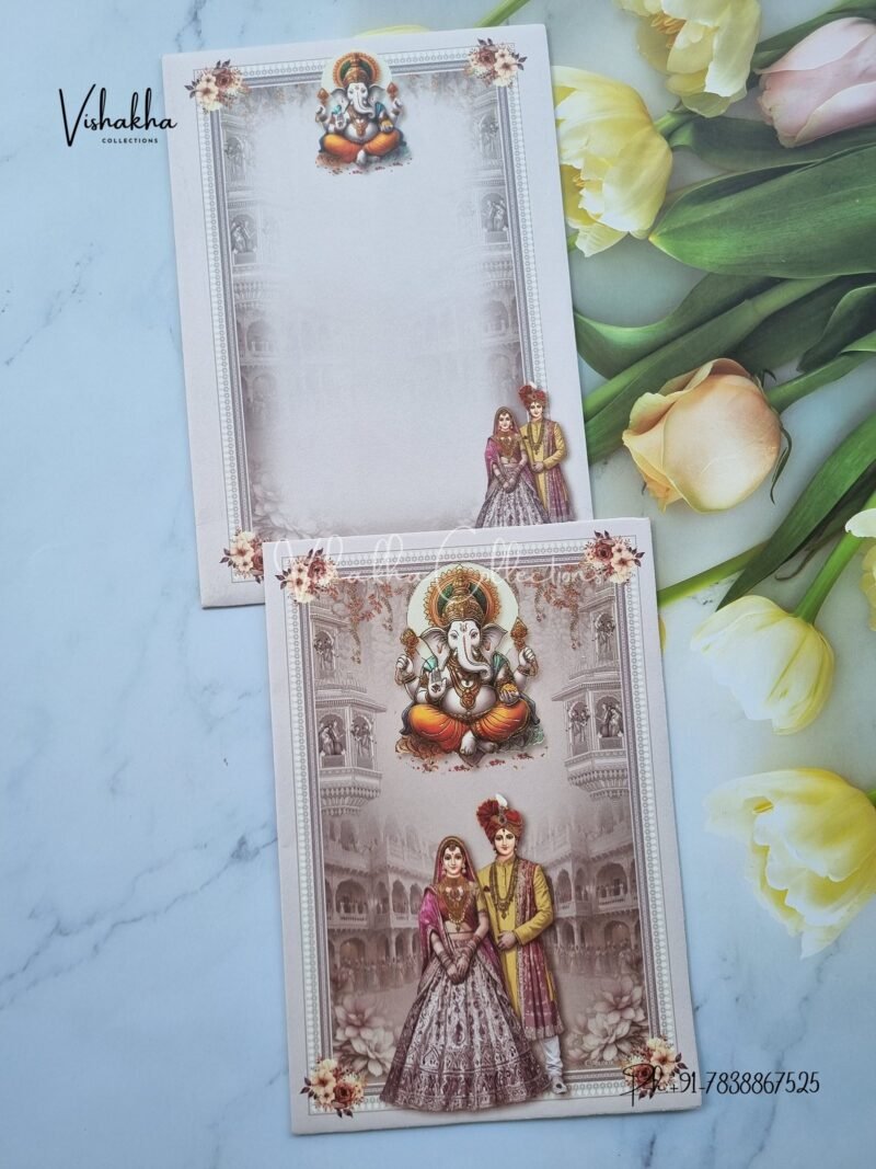 Ganesh Ji Dulah Dulhan Hindu Sikh invitation Cards ATS-9282