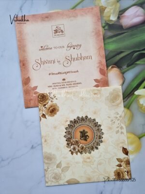 Ganesh Ji Flower Hindu Sikh invitation Cards ATS-9205