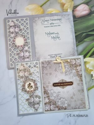 Ganesh Ji Flower Hindu Sikh invitation Cards CR-8040