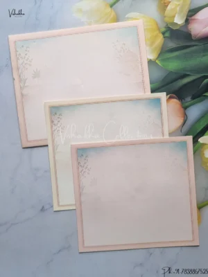 Ganesh Ji Hindu Peach With Multicolor Colored wedding invitation Cards GS-5038