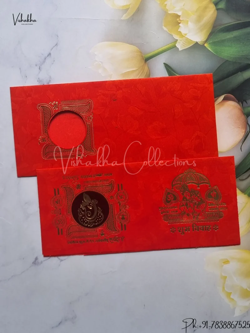 Ganesh Ji Hindu Red Colored wedding invitation Cards GS-50