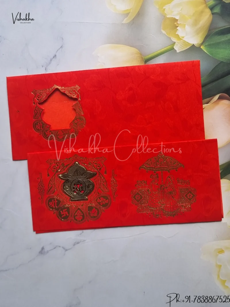 Ganesh Ji Hindu Red Colored wedding invitation Cards GS-58