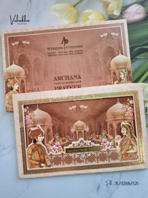 Hathi Dulah Dulhan Hindu Sikh Padded invitation Cards CR-7089