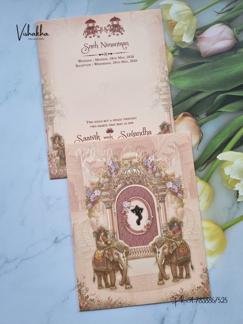 Hathi Dulah Dulhan Hindu Sikh invitation Cards CR-7030
