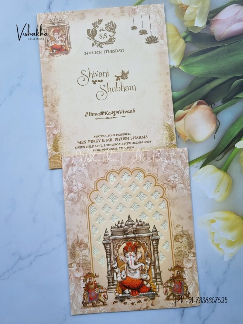 Hathi Ganesh Ji Hindu Sikh invitation Cards ATS-9242
