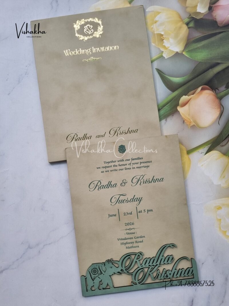 Hathi Hindu Sikh MDF Board Laser Cut Named MDF Laser Cut invitation Cards SN-133