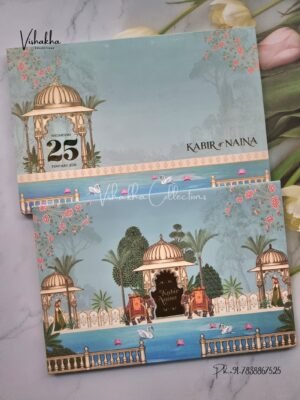 Hathi Hindu Sikh Padded Vellum Paper invitation Cards JM-N4002