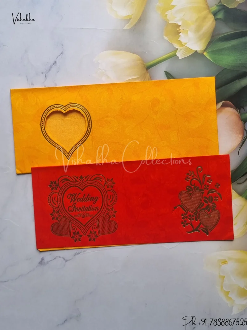 Hindu Muslim Christian Jain Sikh Red And Yellow Colored wedding invitation Cards GS-64