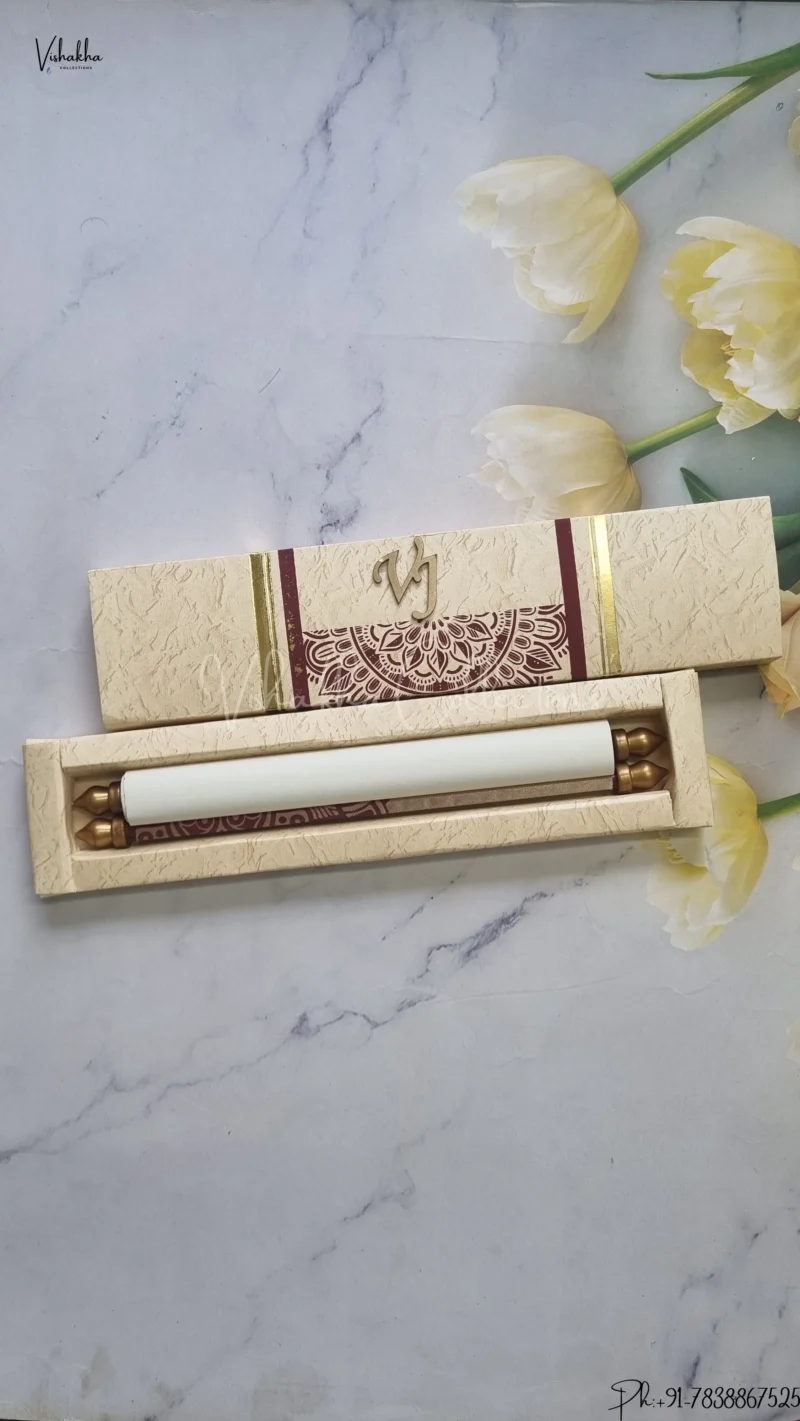 Hindu Muslim Christian Jain Sikh Scroll Farman Colored wedding invitation Cards FC-084