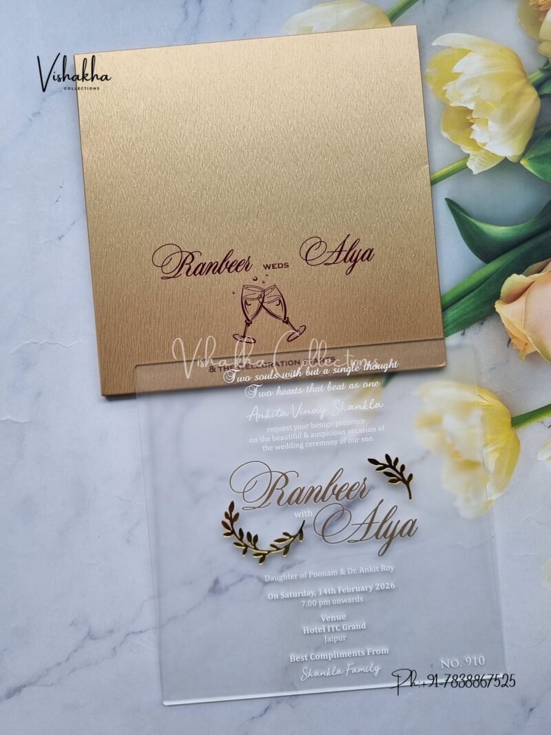 Hindu Muslim Christian Sikh Acrylic Colored invitation Cards LN-910