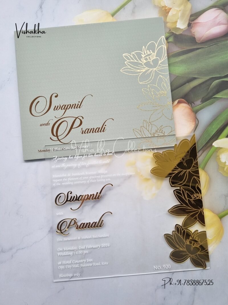 Hindu Muslim Christian Sikh Acrylic Colored invitation Cards LN-920