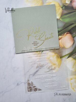 Hindu Muslim Christian Sikh Acrylic invitation Cards LN-902