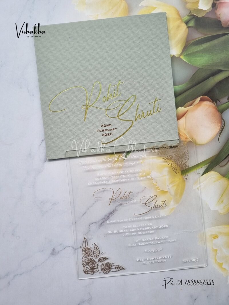 Hindu Muslim Christian Sikh Acrylic invitation Cards LN-902