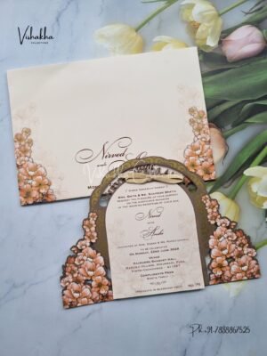 Hindu Muslim Christian Sikh MDF Board Laser Cut Named MDF Laser Cut Colored invitation Cards LN-791