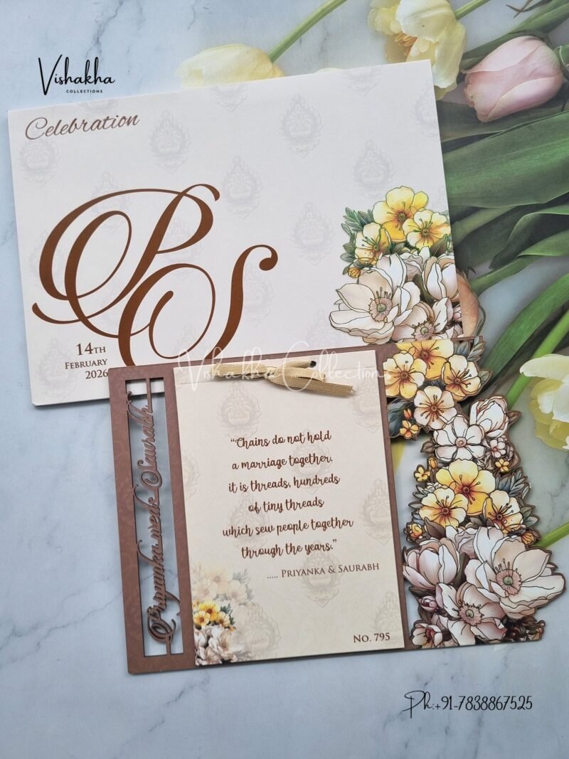 Hindu Muslim Christian Sikh MDF Board Laser Cut Named MDF Laser Cut Colored invitation Cards LN-795