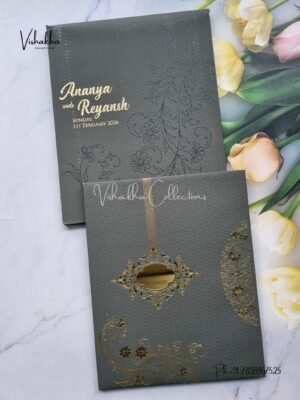 Hindu Muslim Christian Sikh Padded Colored invitation Cards LN-885