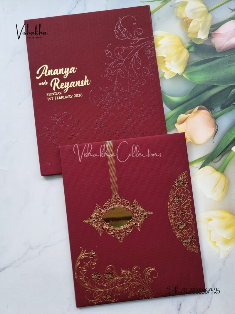 Hindu Muslim Christian Sikh Padded Colored invitation Cards LN-886