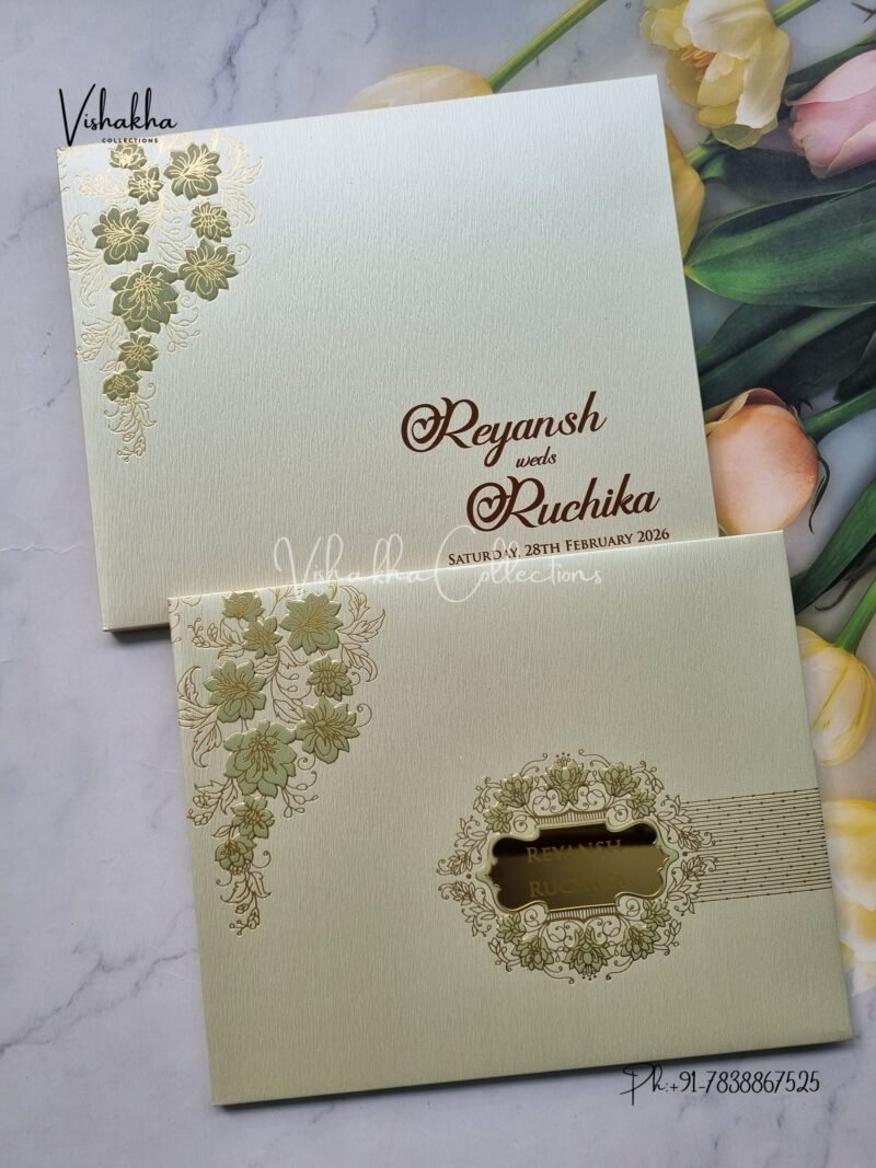 Hindu Muslim Christian Sikh Padded Unique Color Colored invitation Cards LN-830