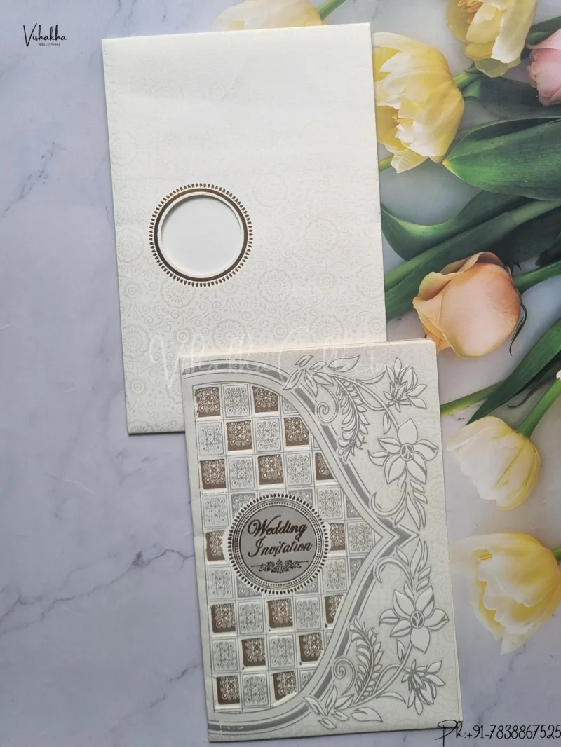 Hindu White And Grey Colored wedding invitation Cards GS-44