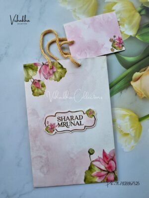 Lotus Flower Hindu Muslim Christian Sikh Carry Bag invitation Cards JM-N2515