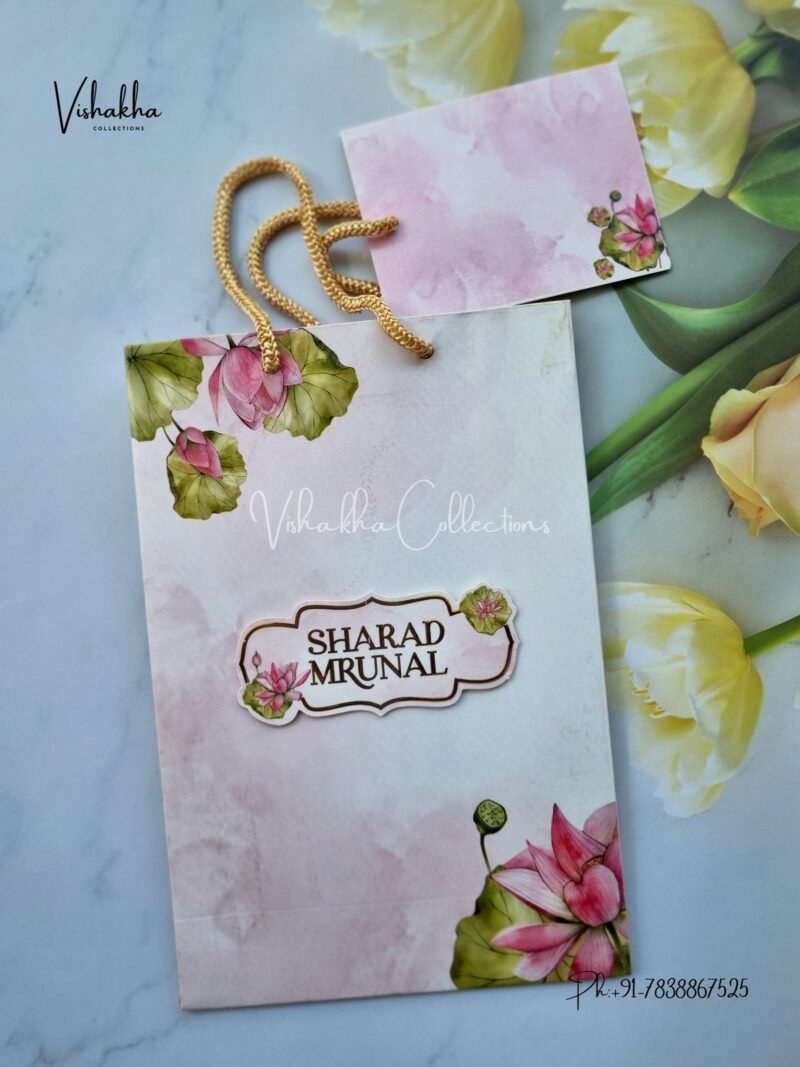 Lotus Flower Hindu Muslim Christian Sikh Carry Bag invitation Cards JM-N2515