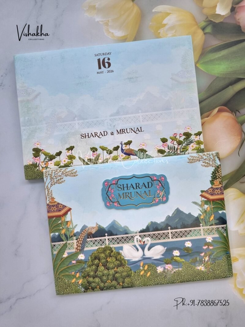 Lotus Flower Hindu Muslim Christian Sikh Padded invitation Cards JM-N2481