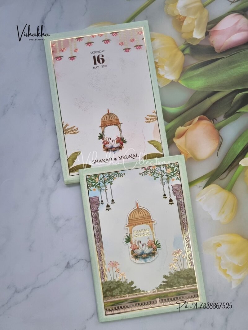 Lotus Flower Hindu Muslim Christian Sikh Padded invitation Cards JM-N2484