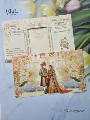 Peacock Dulah Dulhan Hindu Sikh invitation Cards ATS-9250