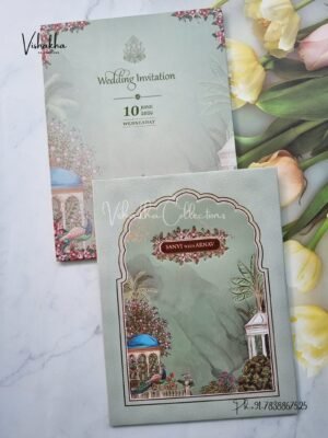 Peacock Hindu Muslim Christian Sikh Padded invitation Cards VN-771