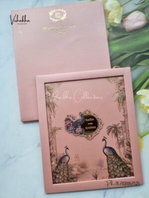 Peacock Hindu Sikh Padded MDF Board Laser Cut invitation Cards SN-149