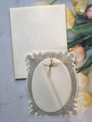 Radha Krishna Semi Box Ganesh Ji Hindu Light Blue Colored wedding invitation Cards GS-139