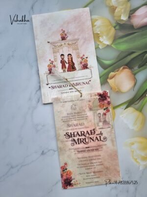 Semi Box Dulah Dulhan Flower Hindu Sikh invitation Cards JM-N2496