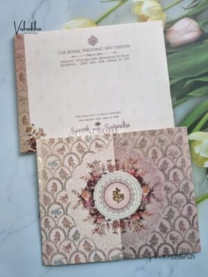 Semi Box Flower Double Door Hindu Muslim Christian Sikh invitation Cards CR-1038