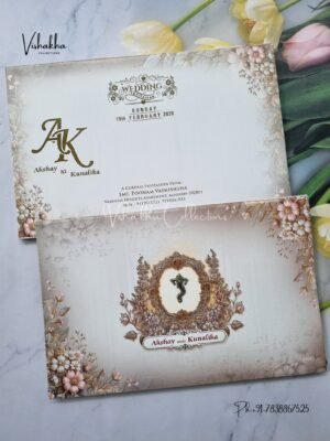 Semi Box Flower Hindu Muslim Christian Jain Sikh Light Green Colored wedding invitation Cards NA-1125-62