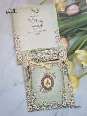 Semi Box Flower Hindu Muslim Christian Sikh MDF Board Laser Cut Named MDF Laser Cut Laser Cut invitation Cards CR-8012