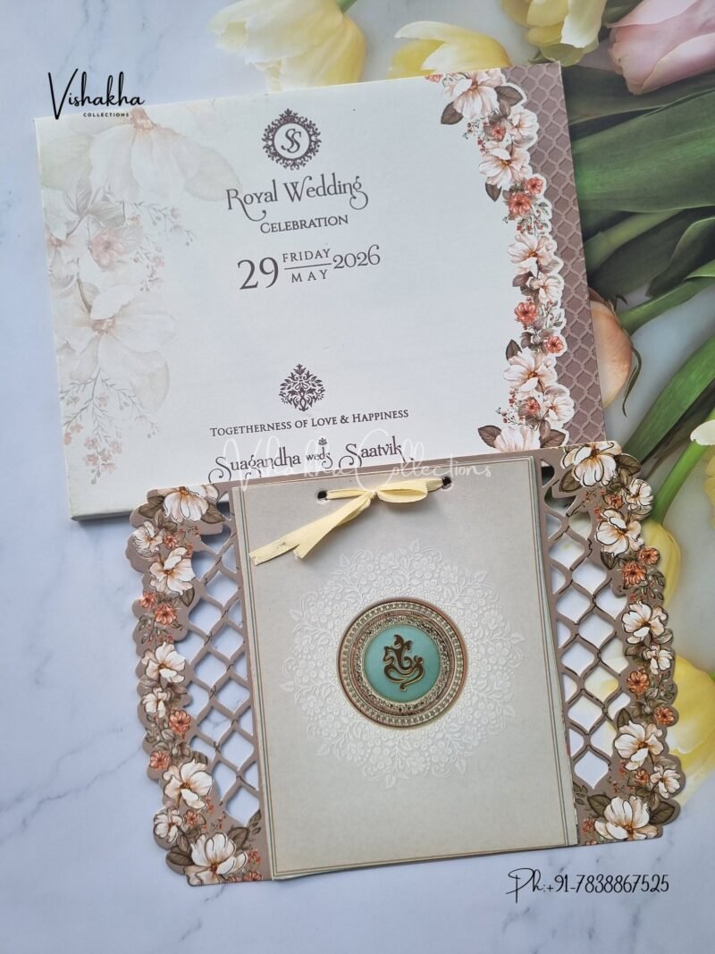 Semi Box Flower Hindu Muslim Christian Sikh invitation Cards CR-5072