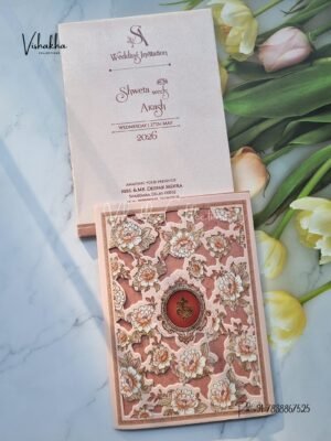Semi Box Flower Hindu Muslim Christian Sikh invitation Cards CR-7049