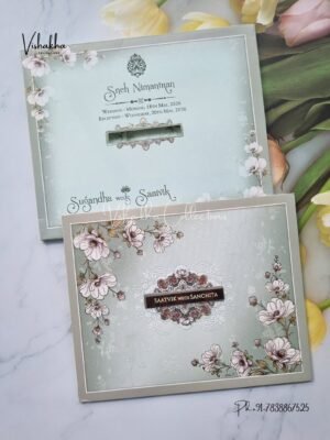 Semi Box Flower Hindu Muslim Christian Sikh invitation Cards CR-7055