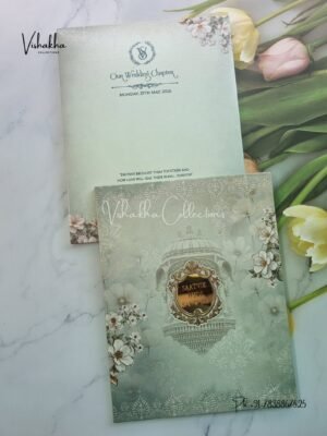 Semi Box Flower Hindu Muslim Christian Sikh invitation Cards CR-8055