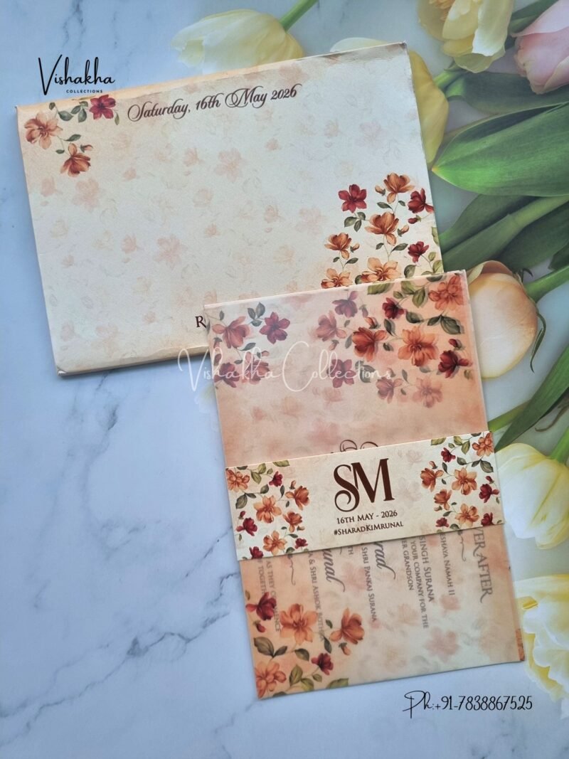 Semi Box Flower Hindu Muslim Christian Sikh invitation Cards JM-N4014